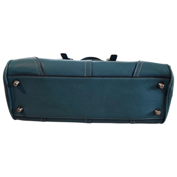 Coach Vintage Soft Smooth Leather Teal Blue Hampton Satchel #F11198 - Picture 4 of 16